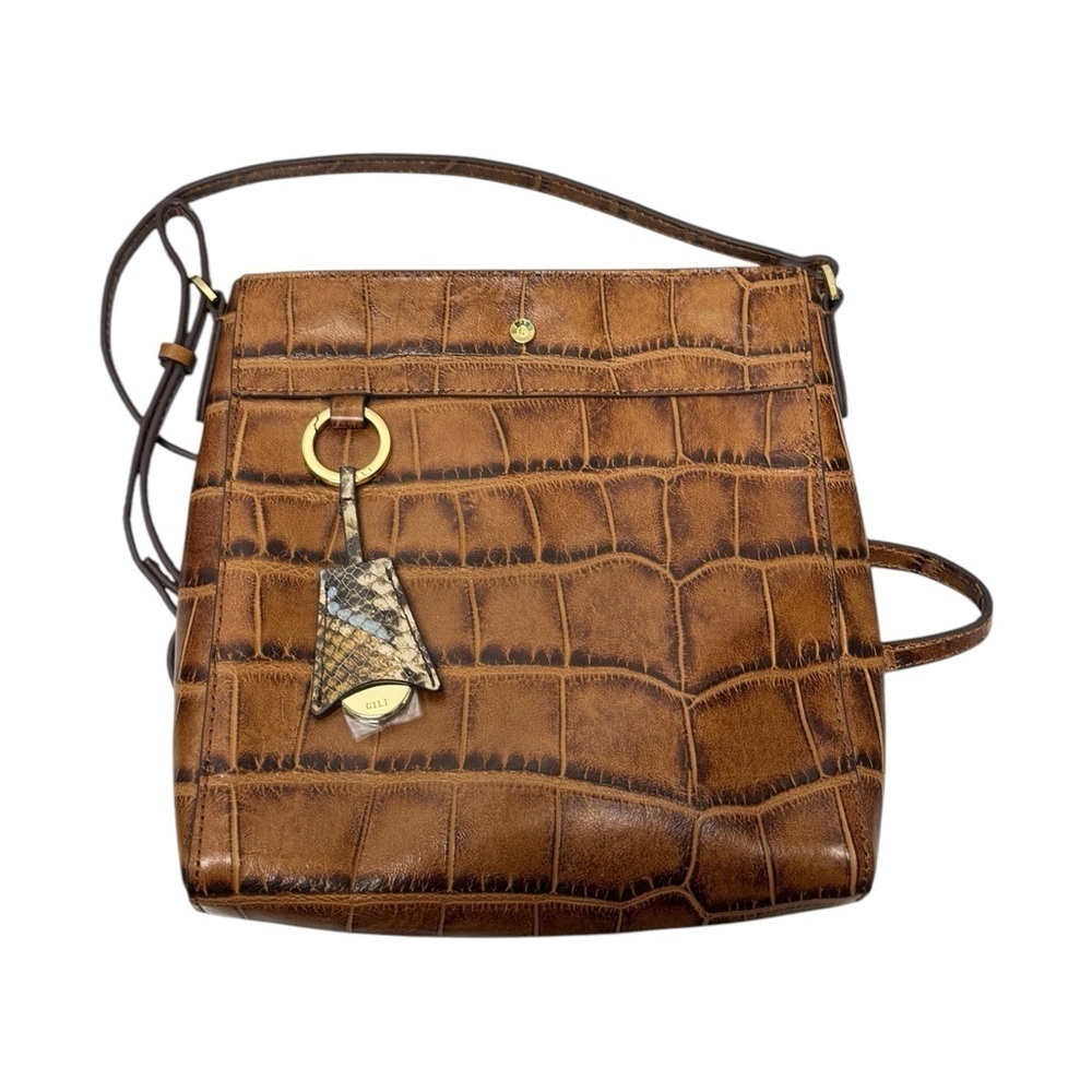 NWOT G.l.L.I. Croco Brown Leather North/ South Andria Crossbody